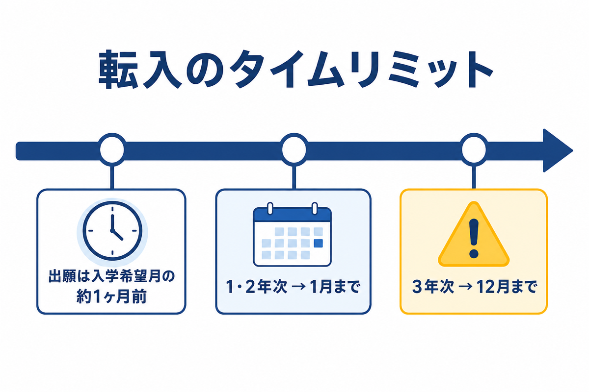 転入のタイムリミット（出願1ヶ月前・1月・12月）